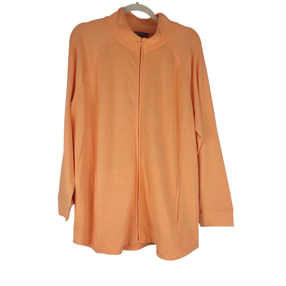 T By Talbots Womens Jacket Orange Full Zip Pockets Long Sleeve UPF 50+ Size 1X
